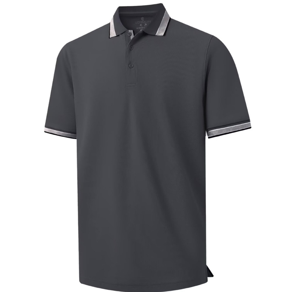 Men's Polo Shirt with White Trim and Classic Collar